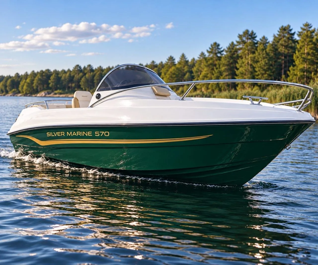 QX 570 Sundeck op rustig water